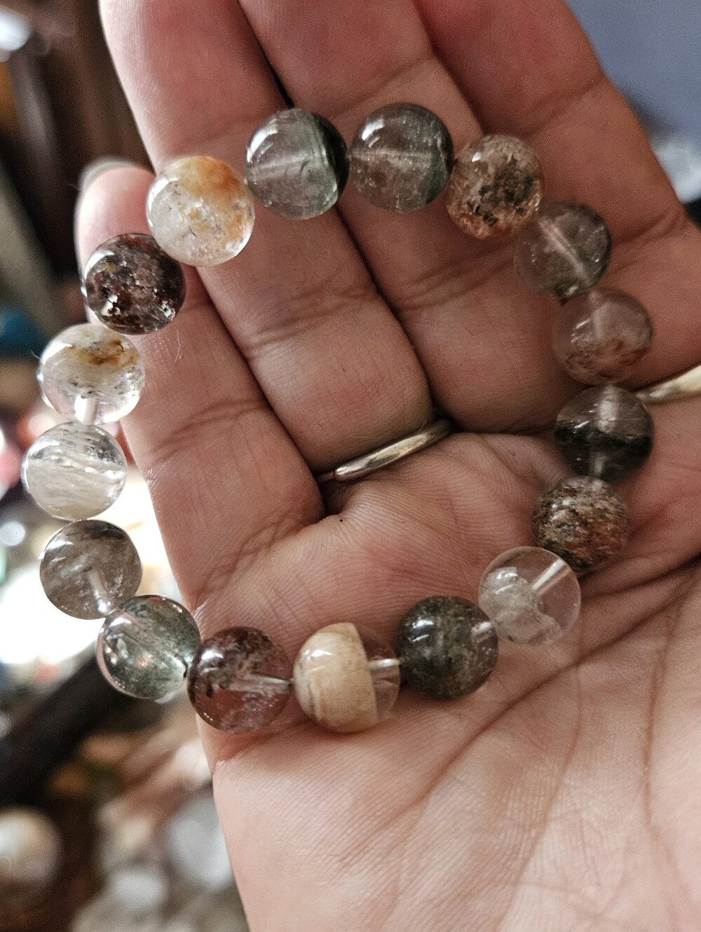Natural 4 Seasons Garden Quartz Crystal Bead Stretch Bracelet